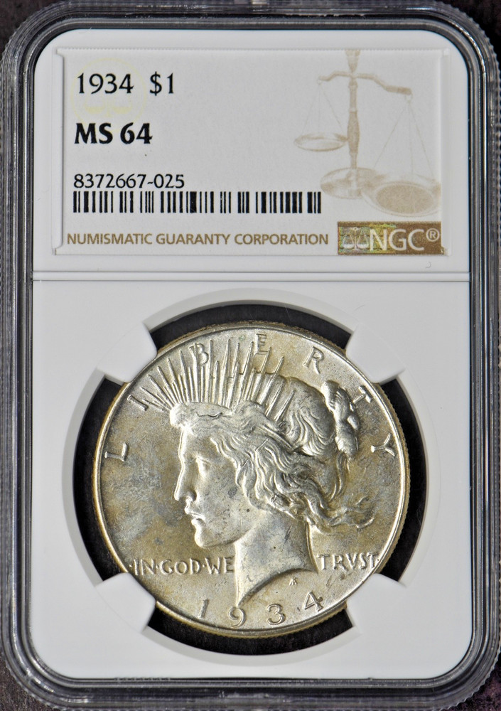 1934 Peace Silver Dollar - NGC MS64 - ✪COINGIANTS