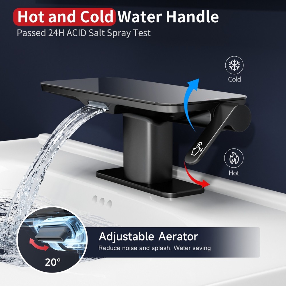 Single-Handle WaterfallBathroomSink Faucet, Elegance Modern Design