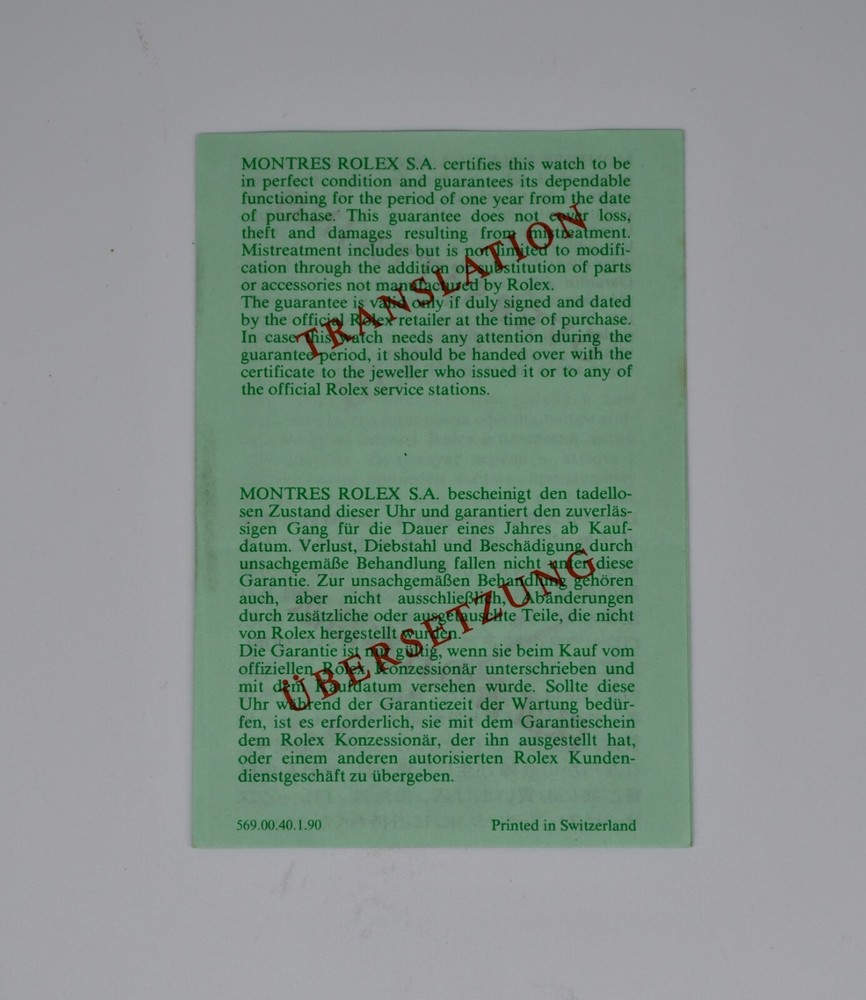 Rolex translation document  1990
