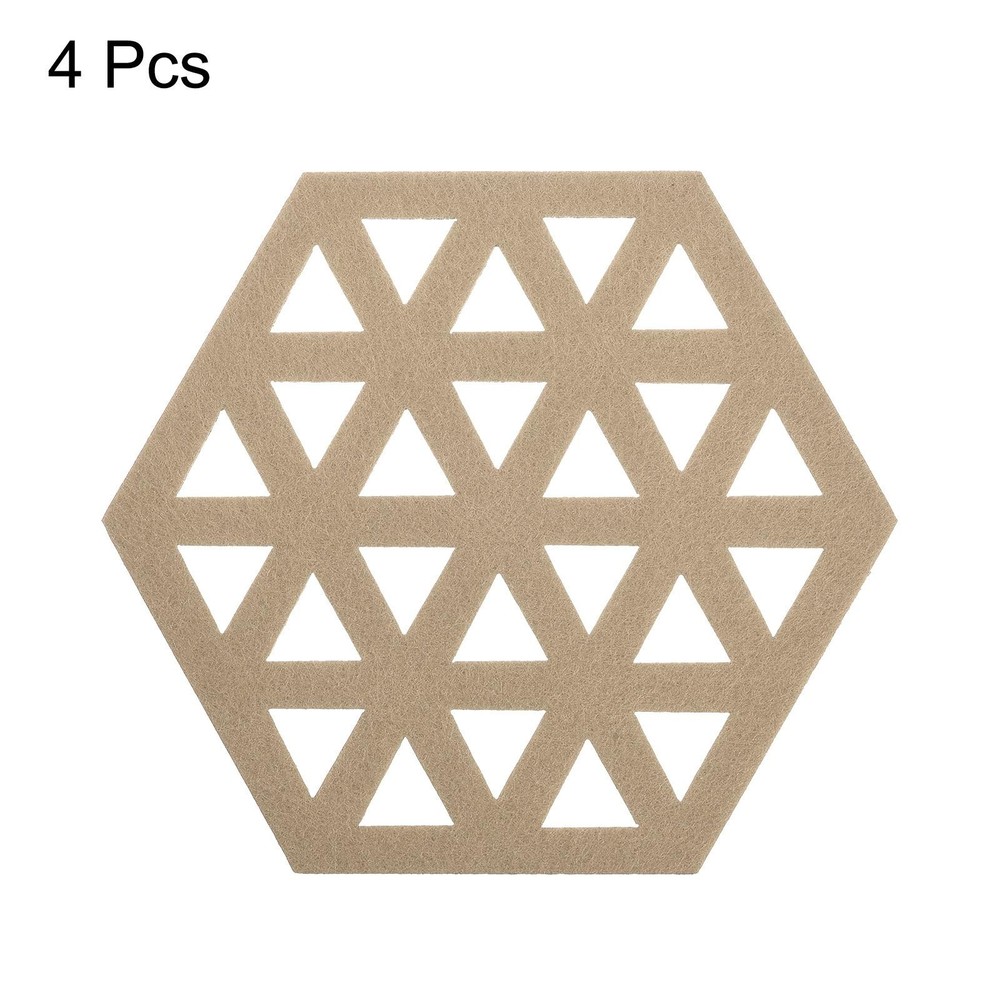 Felt Coasters 4pcs Hexagonal Tampons Coasters Beige