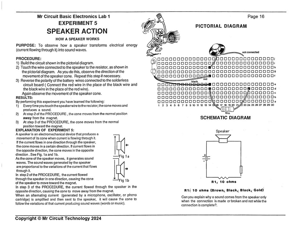 MC1-05 ** Mr Circuit Science ** Experiment Kit -How A Speaker Works