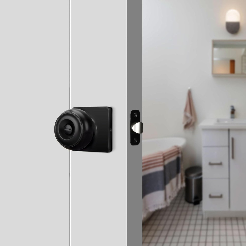 Haidms Black Door Knobs Interior, Square Privacy -6 Pcs, Matte