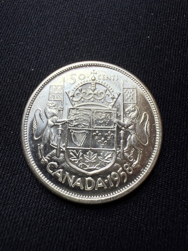 1958 Canada Silver 50 Cent (Half Dollar) Coin Mint Gem
