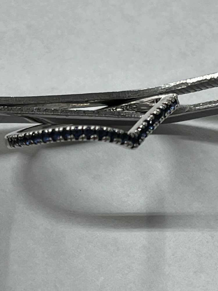AUTHENTIC Pandora Sparkling Blue Ring Timeless Wishbone size 7.5