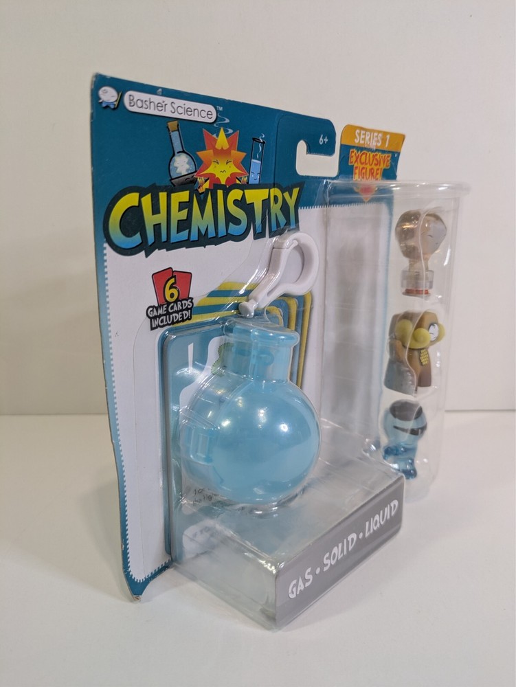 Basher Science Series 1 Gas Solid Liquid Figurines W/ Game Cards & Keychain