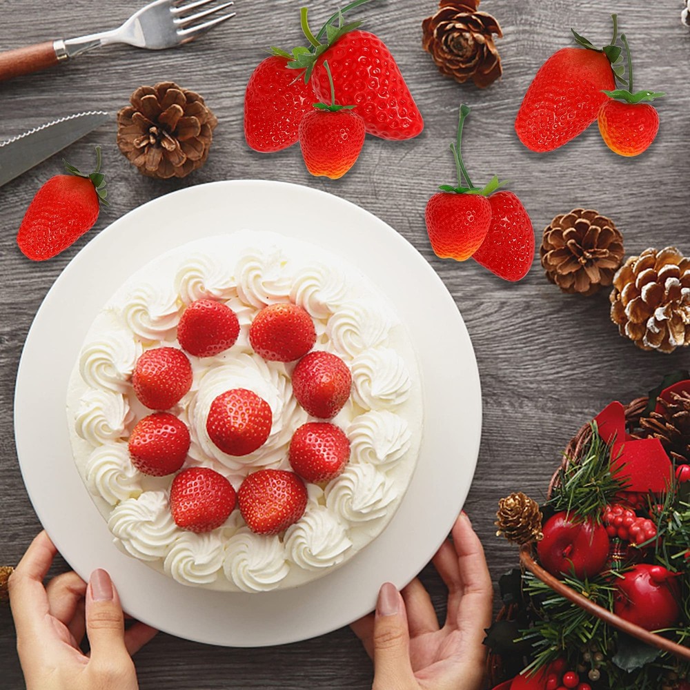 Happy Trees 30 Pieces Artificial Strawberries Assorted Size,
