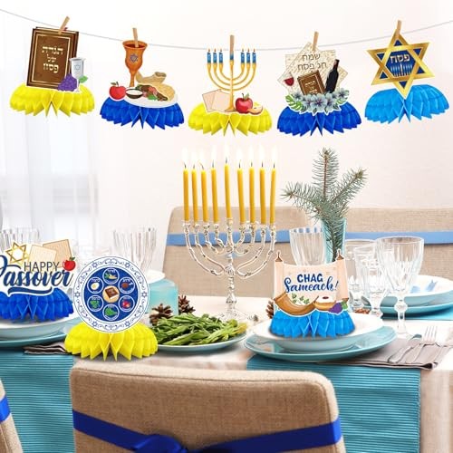 8 Pcs Passover Table Decorations, 3D Double Sided Passover Honeycomb