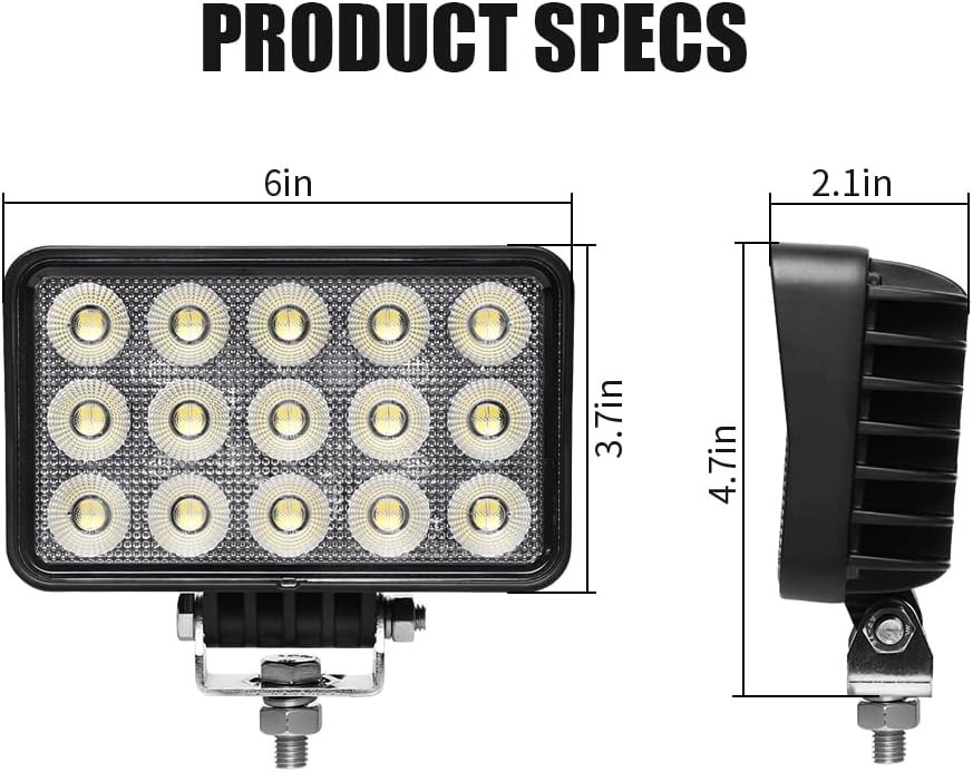 120W 6 Inch Trator Work Light, 10400Lms Excavator 120W, White Light