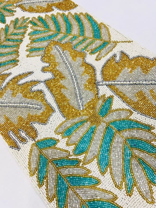 TBS Multicolor | Handmade Beads Leaf Table Runner | Dining Coffee Table Decor