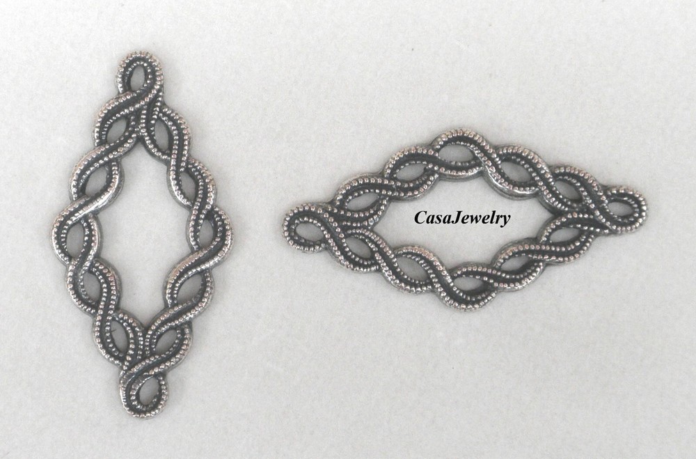 #3463 ANTIQUED .925 STERLING SILVER PLATED CELTIC MULTI RING CONNECTOR - 2 Pcs