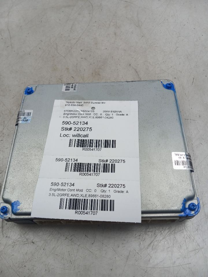 09-10 TOYOTA SIENNA 3.5L AWD AT ENGINE ELECTRONIC CONTROL MODULE ECM
