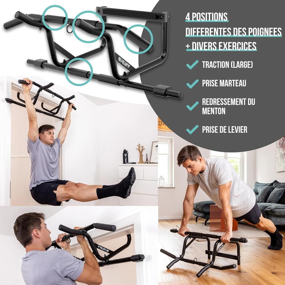 PULLUP & DIP Doorway Pull-Up Bar No Screw Padded Handles