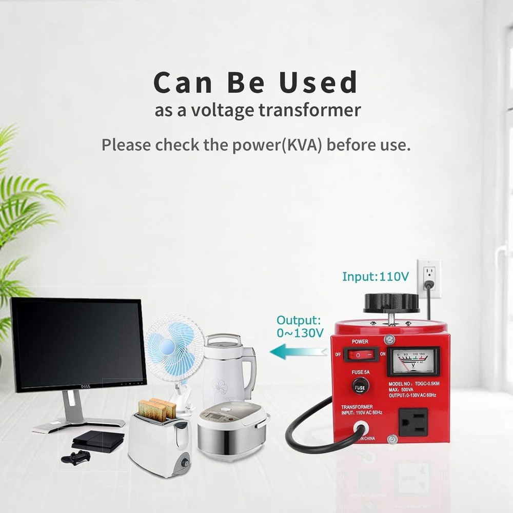 Voltage Transformer 5 Amp Auto AC Variable Voltage Regulator,500VAC Max,120VA...