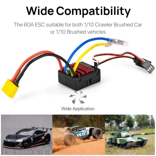 2026 New 60A Brushed 2-3S Waterproof ESC, Electronic Speed Controller XT60 Plug