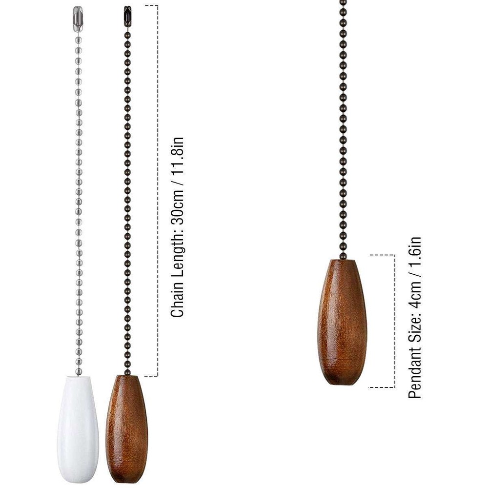 1/2/4Pcs Ceiling Fan Chain Pulls Wooden Pull Chain Extension Pull Chain for Ceil