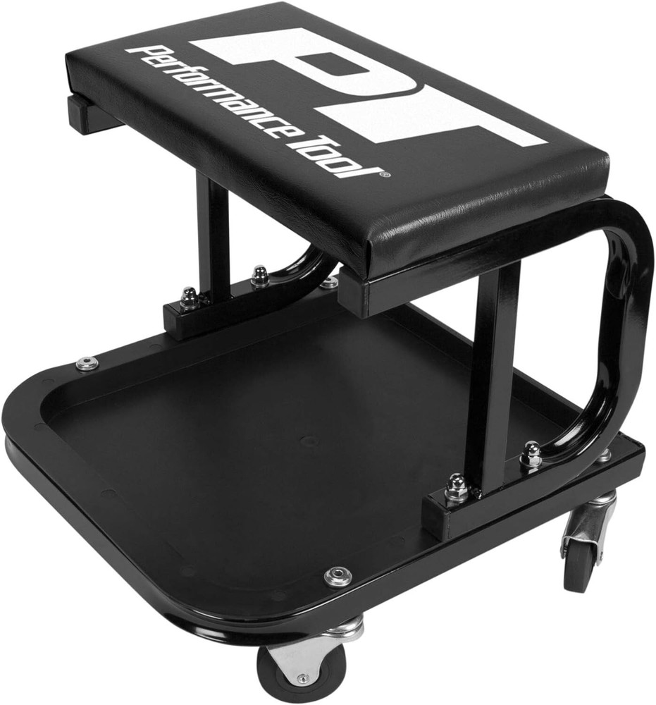 Efficient Rolling Work Seat for Mechanics - Shielded Casters & Padded Cushion