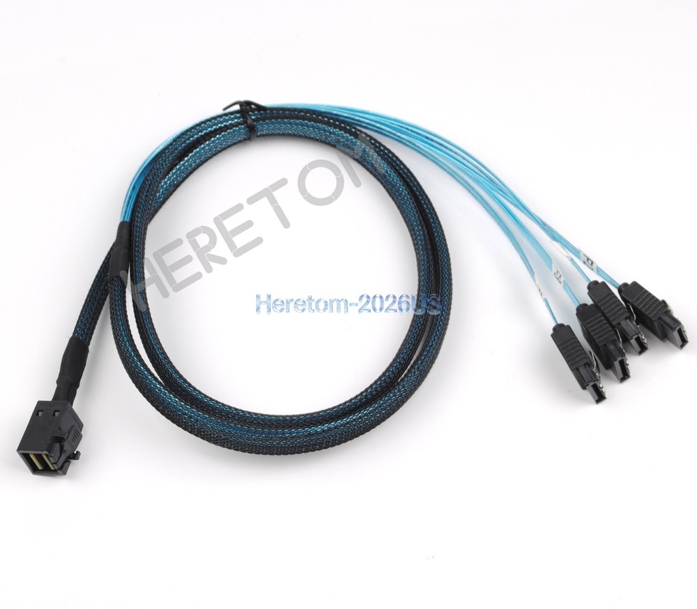 Mini SAS SFF-8643 to 4 SATA 7pin hard disk 6Gbps data Server Raid Cable 1m
