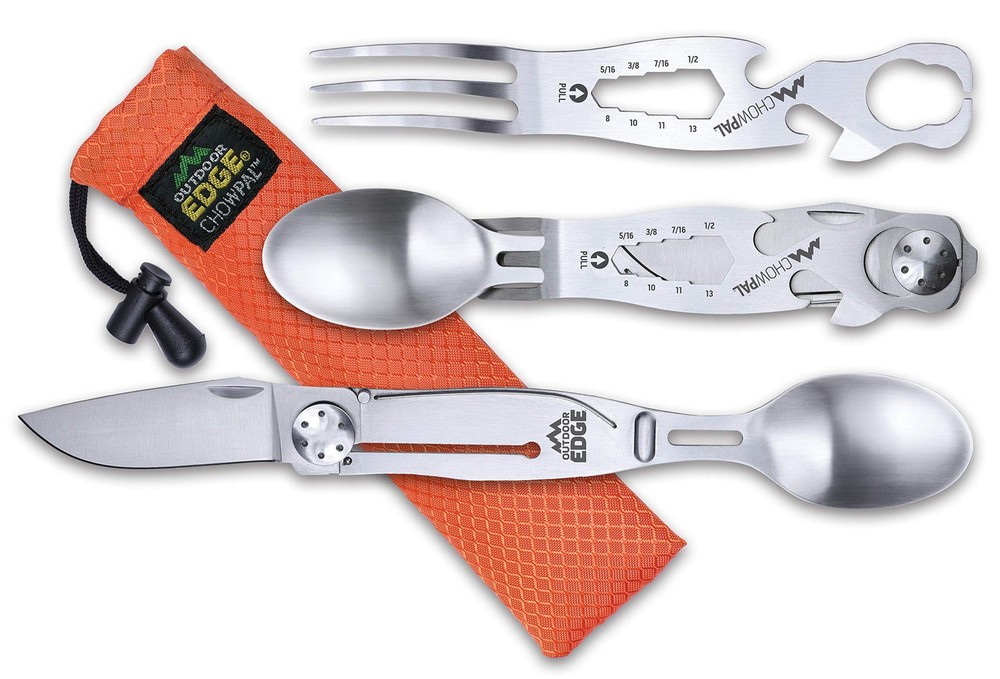 Outdoor Edge ChowPal - Mealtime Multitool with Folding Knife, Fork, Spoon, Bo...