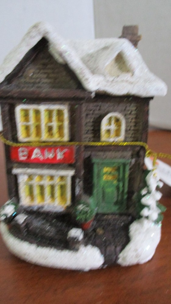 TRANSPAC ~ LIGHTED MINI LIGHTED HOUSE - BANK ~NWT