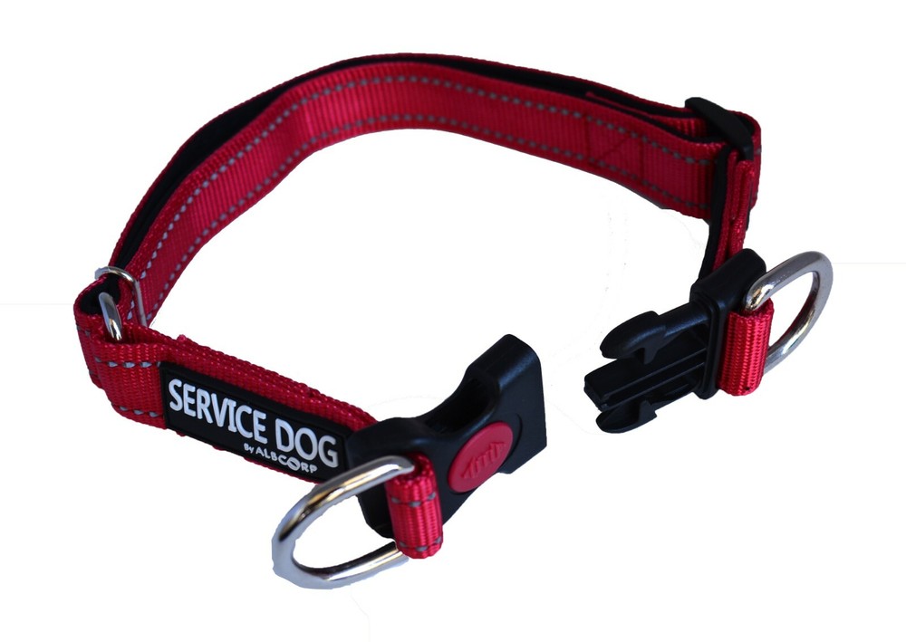 ALBCORP Reflective Service Dog Collar- Rubber Patch-Durable Nylon