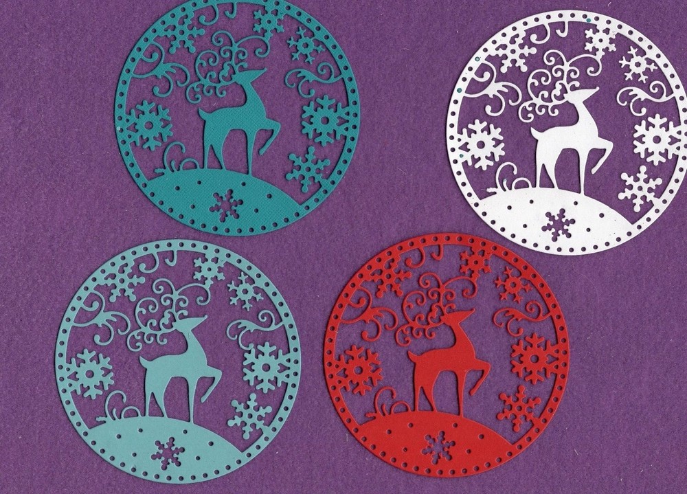 SNOWGLOBE REINDEER die cuts scrapbook cards