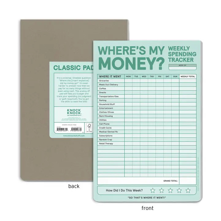 Knock Knock Weekly Money Tracker Notepad