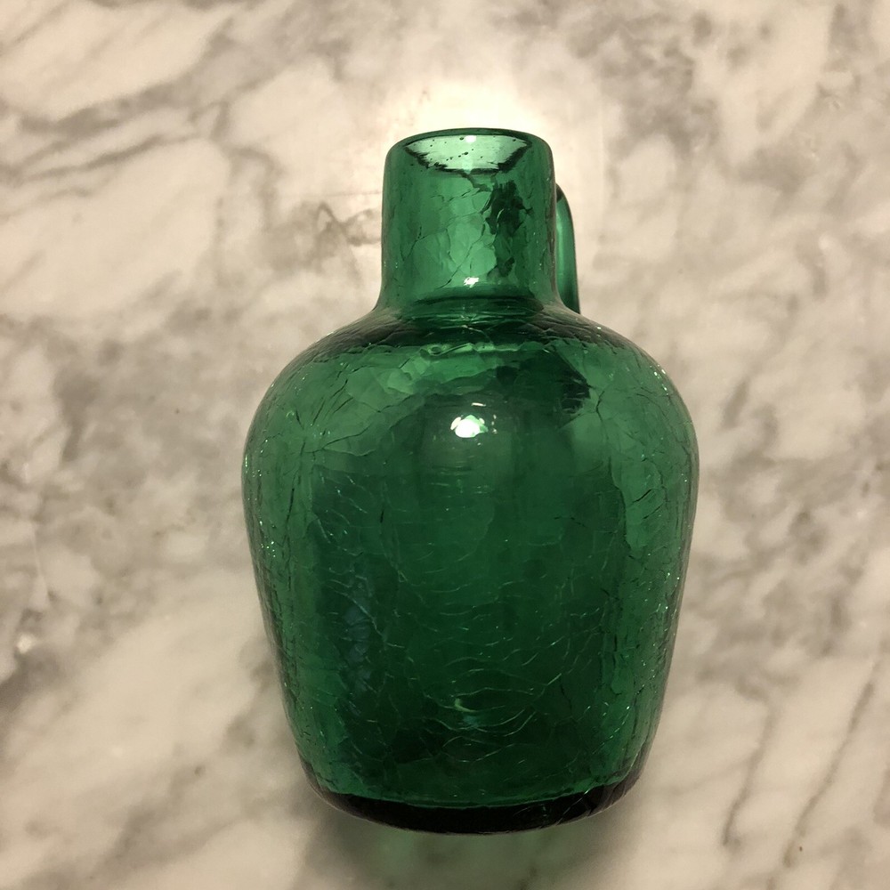 HANDMADE GREEN CRACKED GLASS JUG