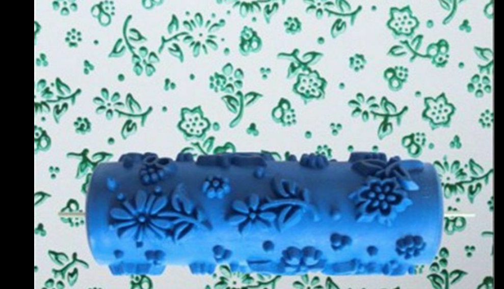 5inch Embossed Paint Roller Wall Texture Stencil Brush Floral Pattern Decoration