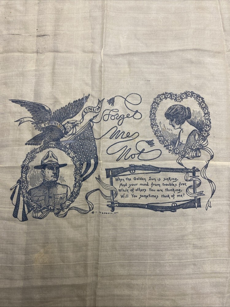 Ww1 Silk Forget Me Not Handkerchief