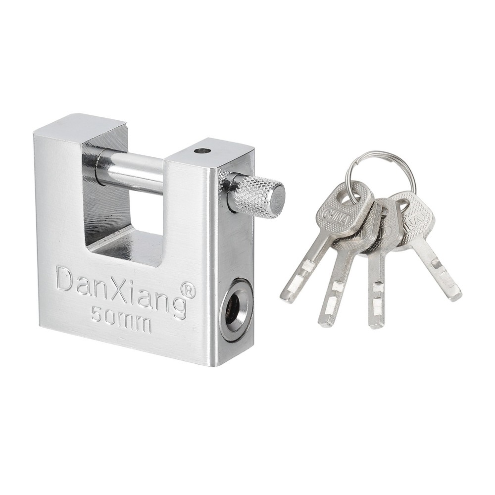 2" High Security Padlock Steel D-Shaped Heavy Duty Locks with 4 Key