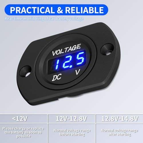 Battery Voltage Meter Waterproof DC 12V 24V LED Voltmeter Panel 12 Volt 24