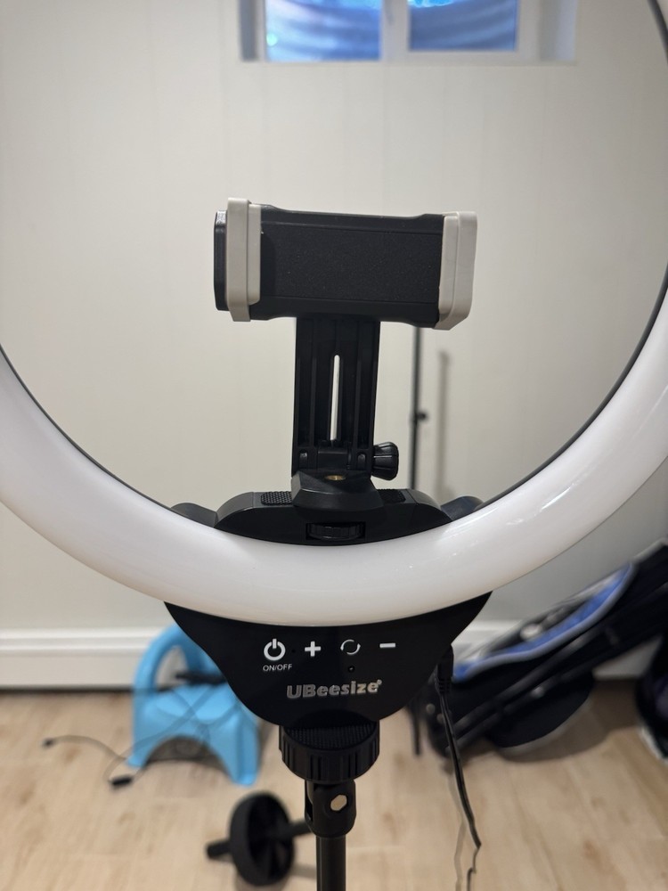 UBeeSize LED Ring Light with Tripod Stand, Phone Holder, Adjustable Brightness