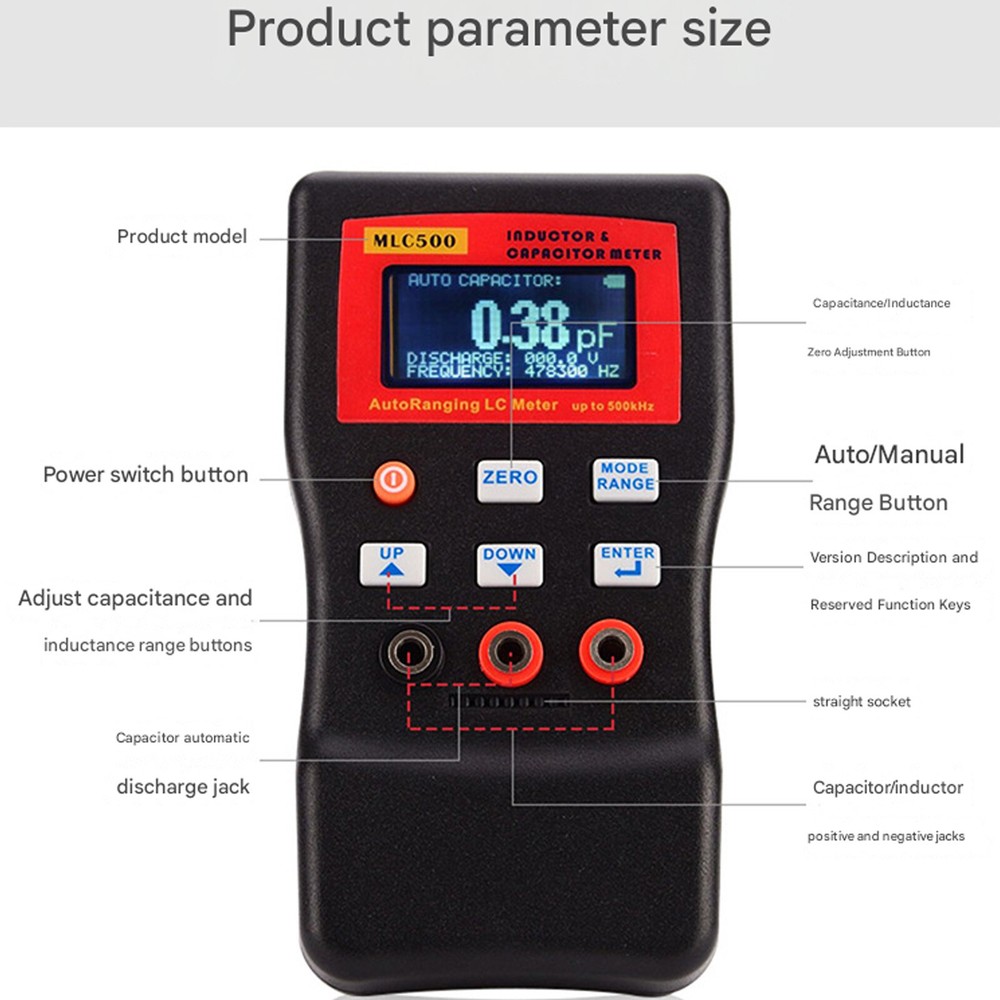 MLC500 Digital LCR Meter Auto-Range Capacitance Inductance Tester Portable Pro