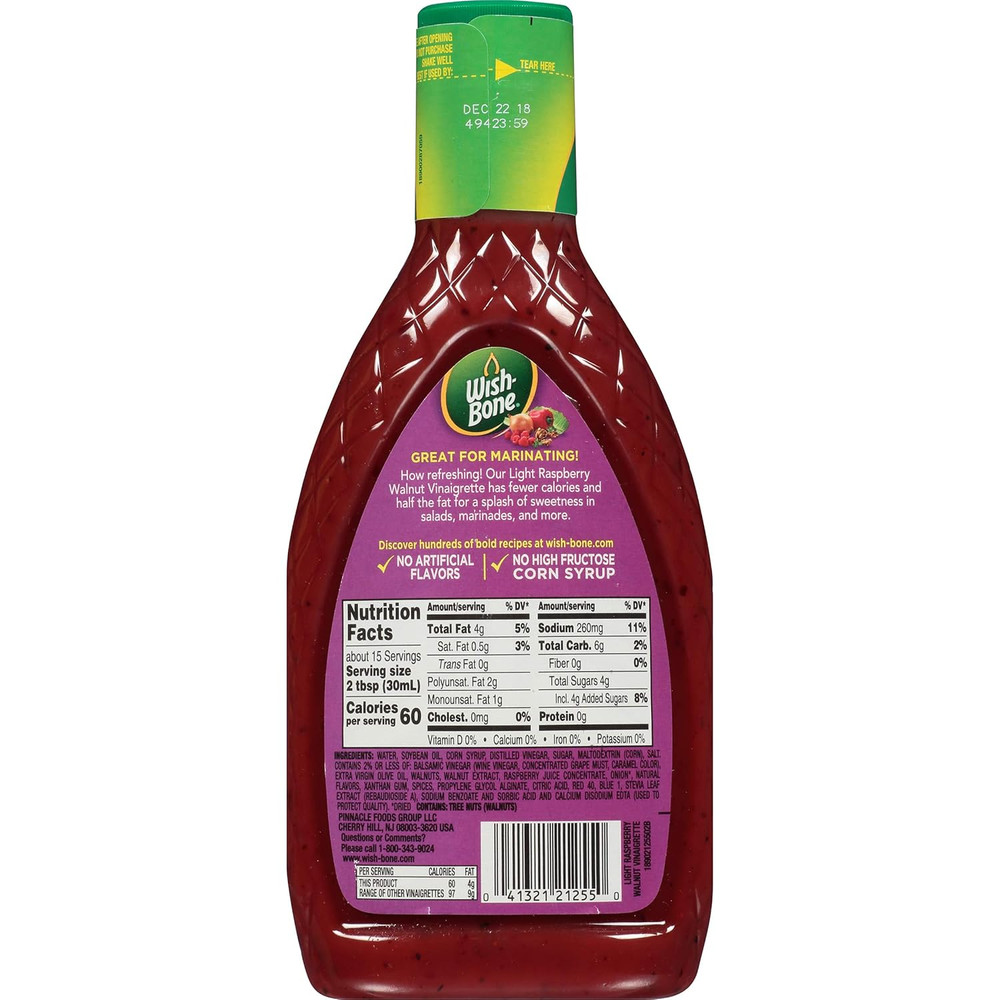 Light Raspberry Walnut Vinaigrette Dressing,15 FL Oz Bottle