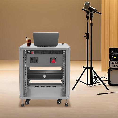 Network & Stereo Rack with Caster Wheels, Rolling Server Rack Open Cabinet