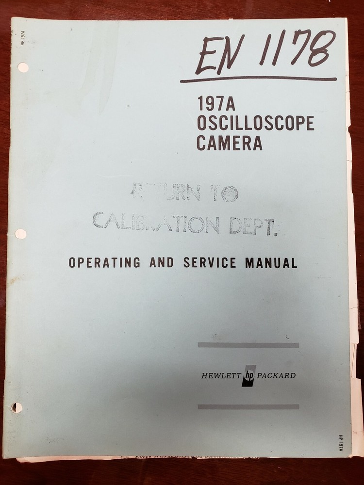 197A Oscilloscope Camera Operating And Service Manual