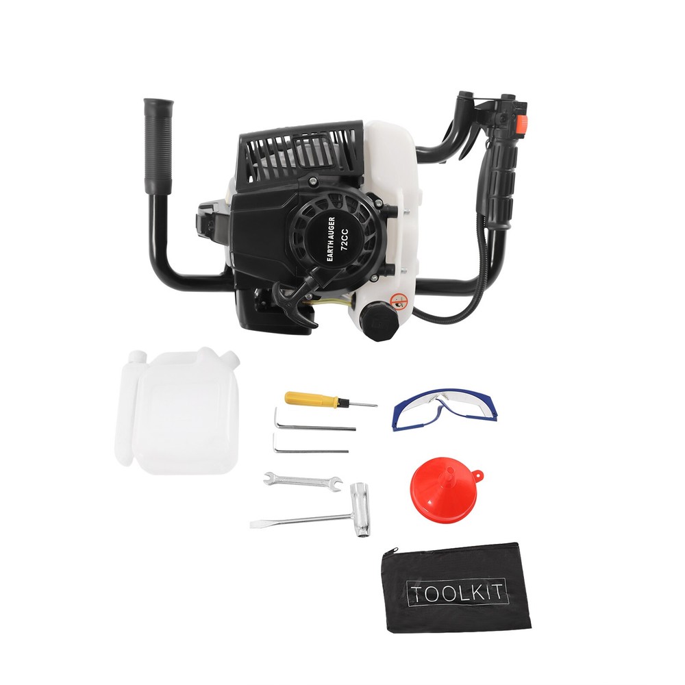 72cc 4.1HP Gas Powered Post Hole Digger with 3 Auger Drill Bits (6", 10", 12")