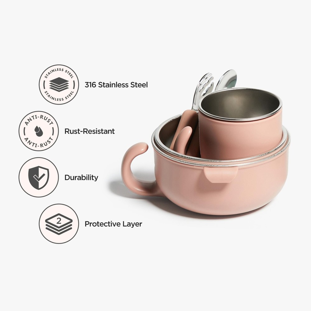 Stainless Steel Dinnerware Set | 2 Bowls, Cup, Fork&Spoon, Lid | Perfect for ...