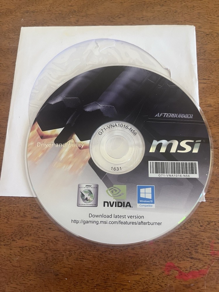 MSI Afterburner Driver And Utility Windows Software CD