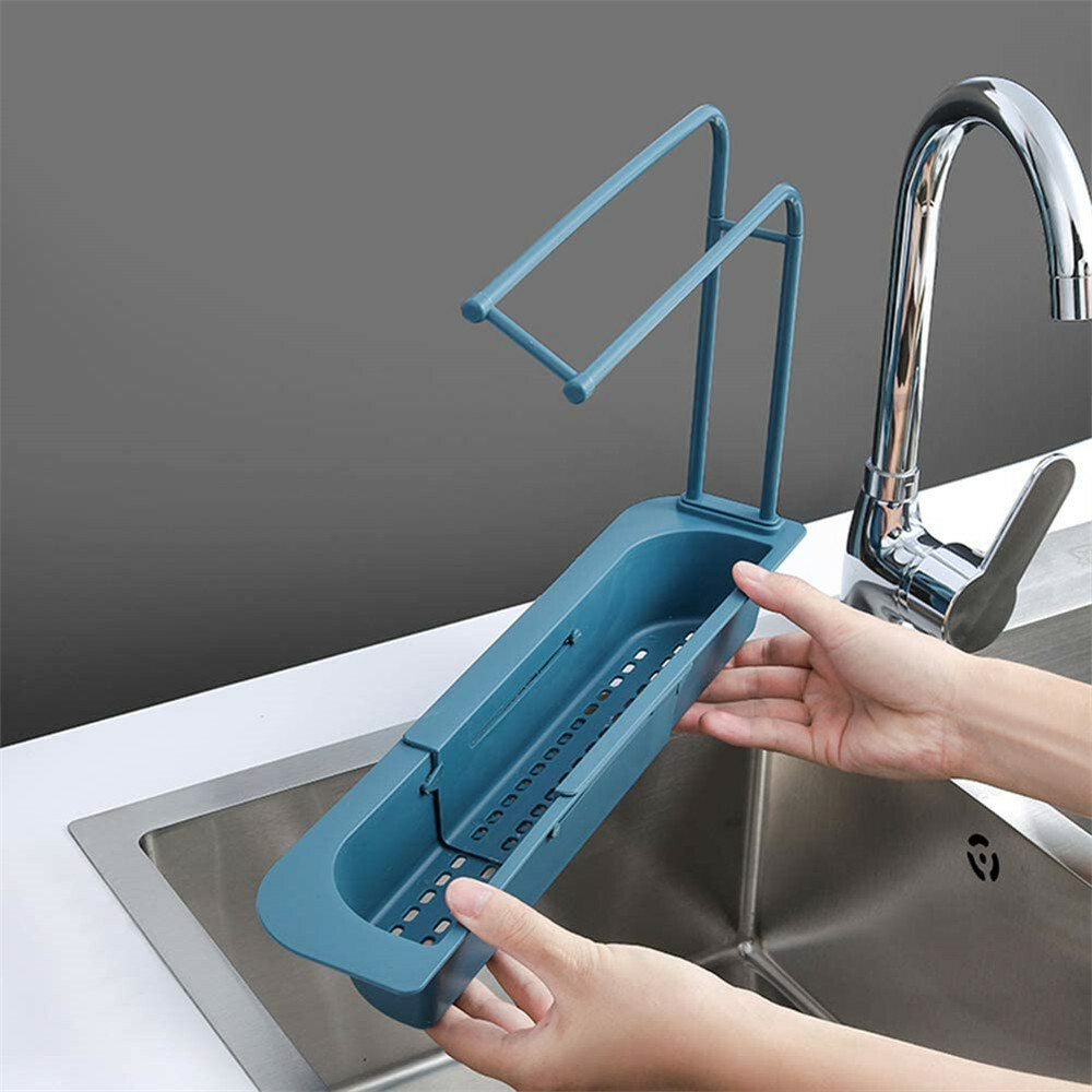 Sink Rack Telescopic Holder Expandable Storage Drain Kitchen Shelf Sponge Basket