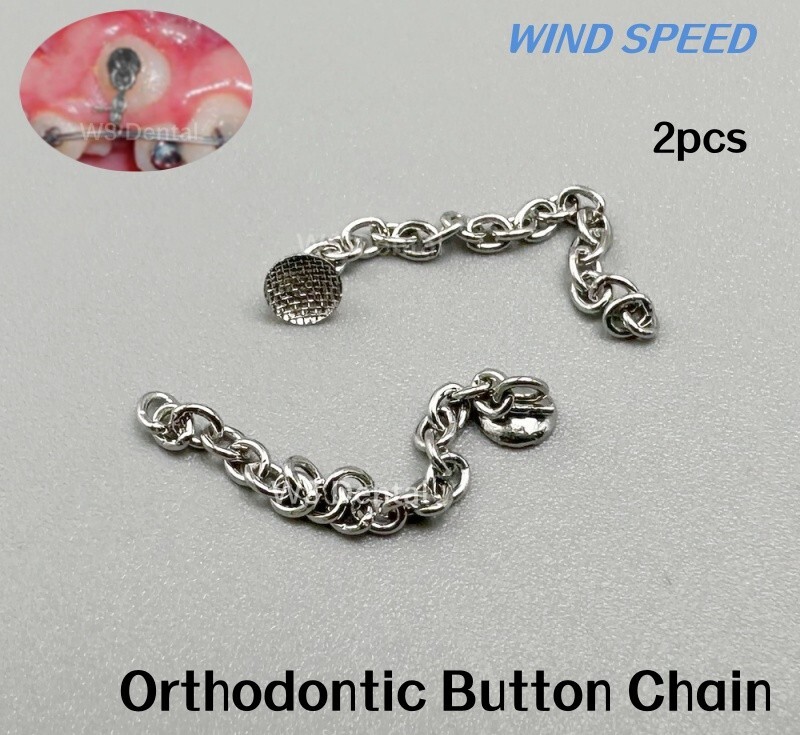 2PCS Dental Orthodontic Traction Button Chain Round Mesh Base Silver Bondable