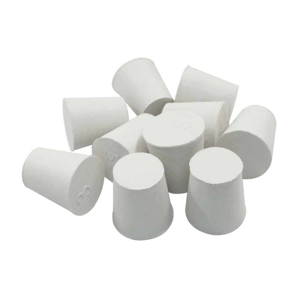 10 Pcs White Solid Rubber Stoppers 3# Tapered Lab Bungs Solid Rubber Stoppers...