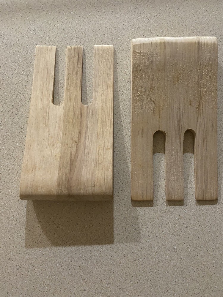 wooden salad fork set