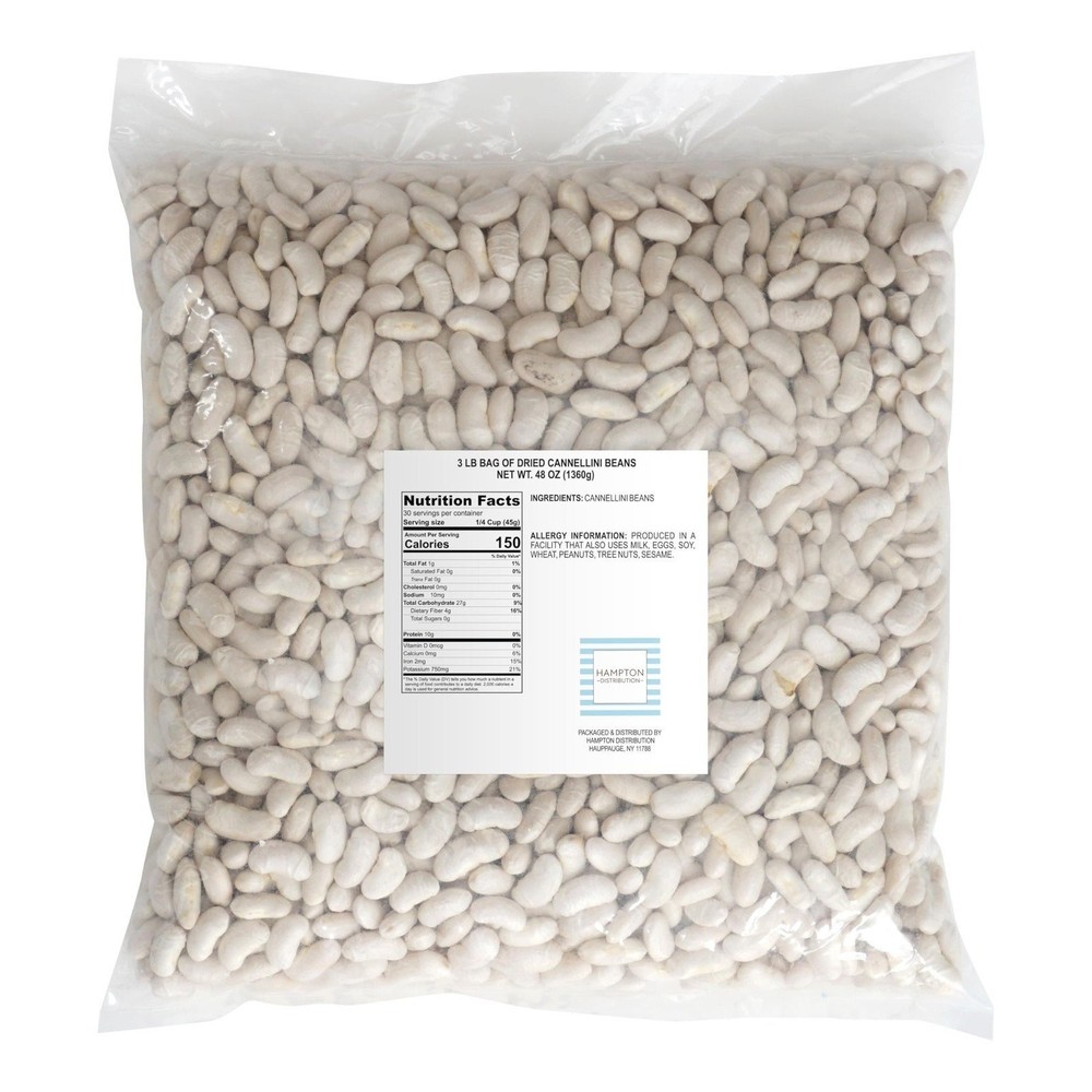 Dried Cannellini Beans, 3 Pound Bulk Bag