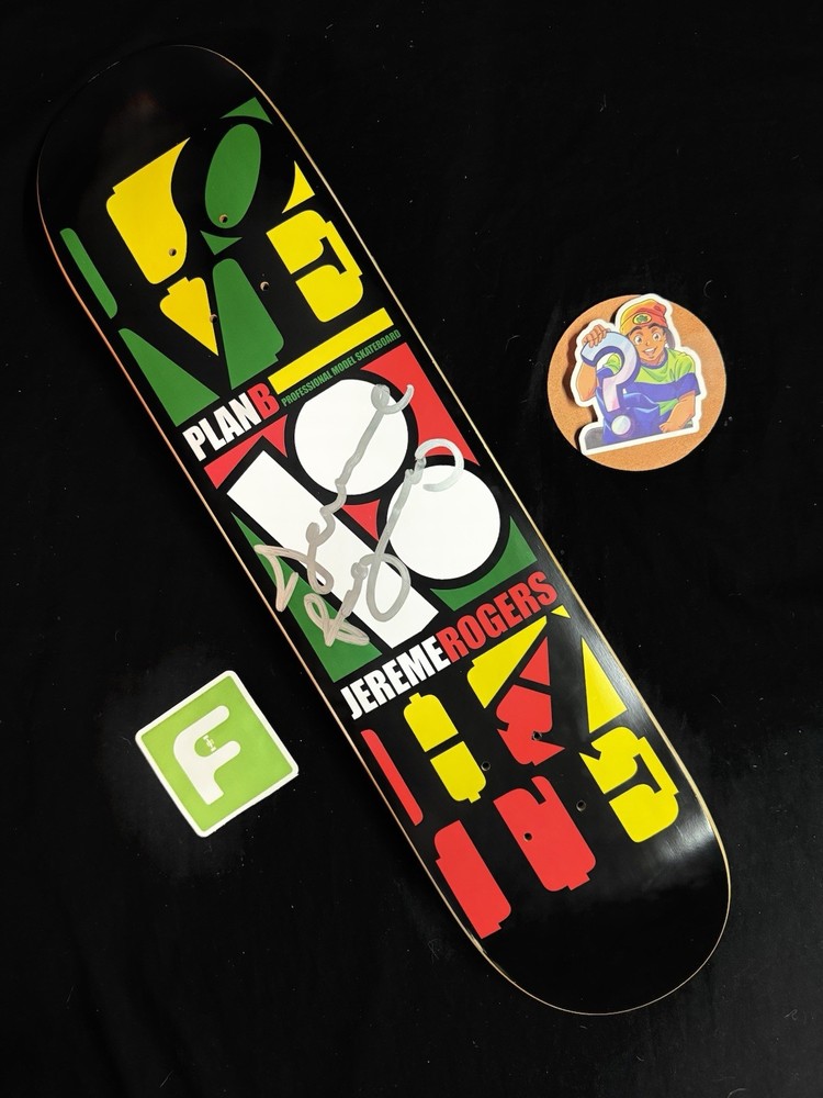 SUPER RARE SIGNED Jereme Rogers Love Hate Plan B Skateboard Deck AUTOGRAPHED
