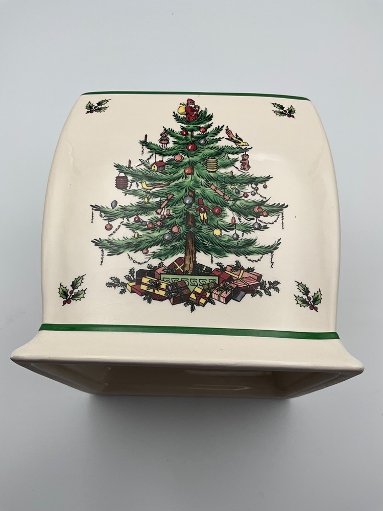 Spode Christmas Tree Tissue Box Cover "AS IS" NEW with Spode Sticker