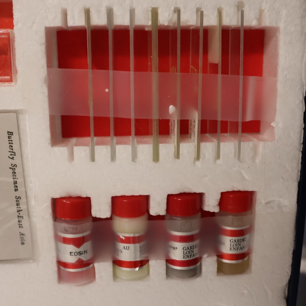 Tasco 1200x Student Beginner Microscope Kit, Slides, Storage Case