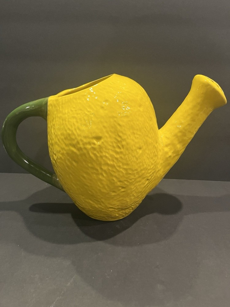 Hand Painted Lemon Shaped Pitcher 9”