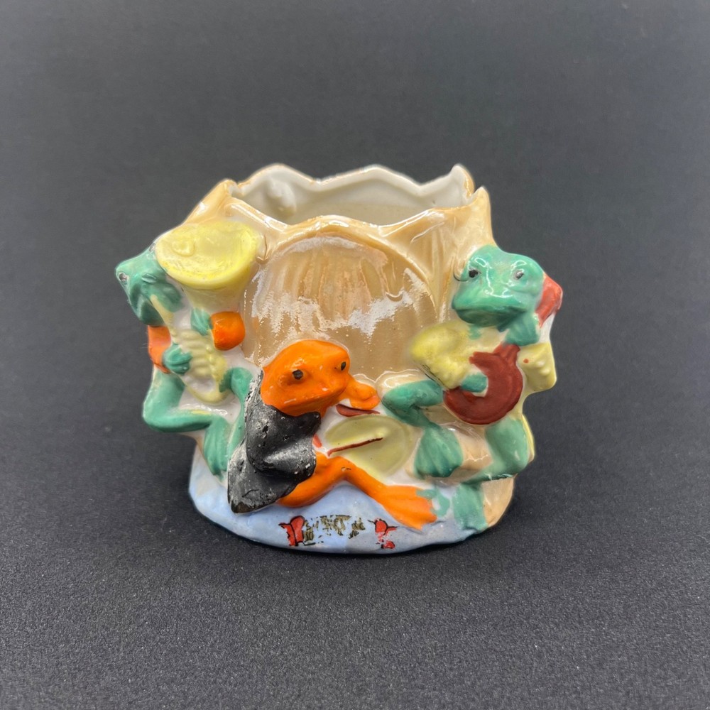 Vintage Whimsical Frogs Playing Musical Instruments Planter
