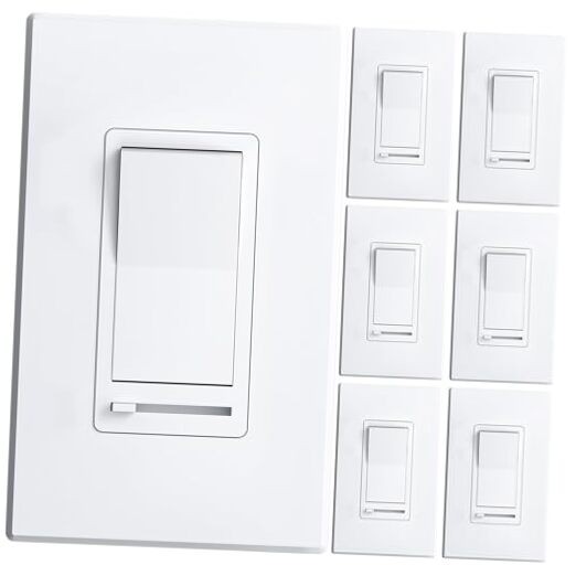 Pack Dimmer Light Switch, Single-Pole or 3-Way Slide Dimmer Standard 6 White